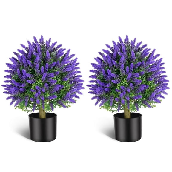 OLIVIVI Artificial Lavender Plant  2FT Tall Faux Silk Tree for Home Office Decor Indoor Outdoor Fake Lifelike Potted Tree with Wood Branches 2 pack
