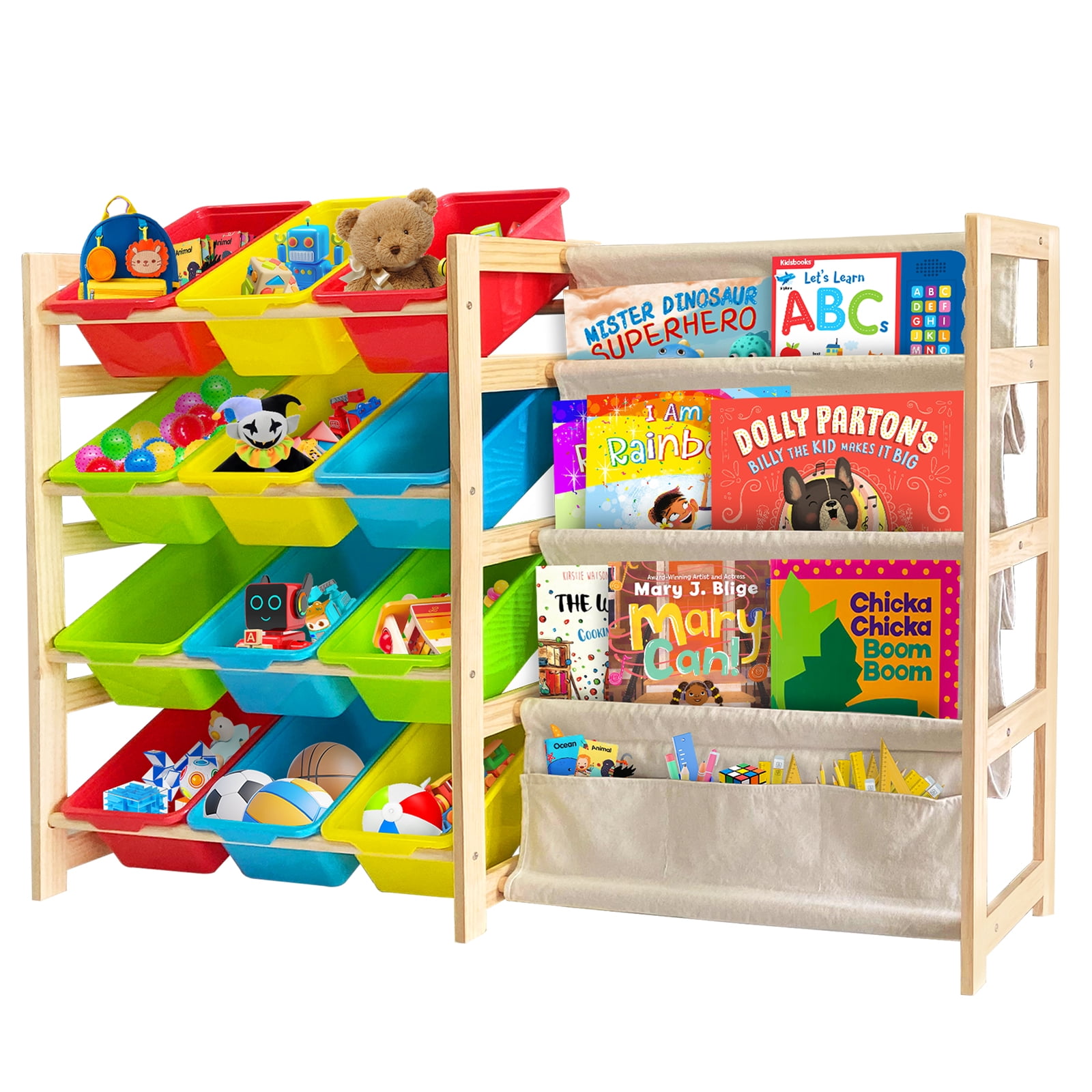 Yaoping Kids Toy Storage Organizer for Kids Room Organizers and Storage, 3 Storage Bins and Open Shelf for Playroom Storage(White-40 inch)
