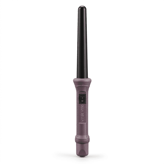 Olla Bella® 1" Ceramic Tapered Curling Wand, Clamp-Free Curling Iron with 410°F Single Temperature, Plum Metallic, 1 Count