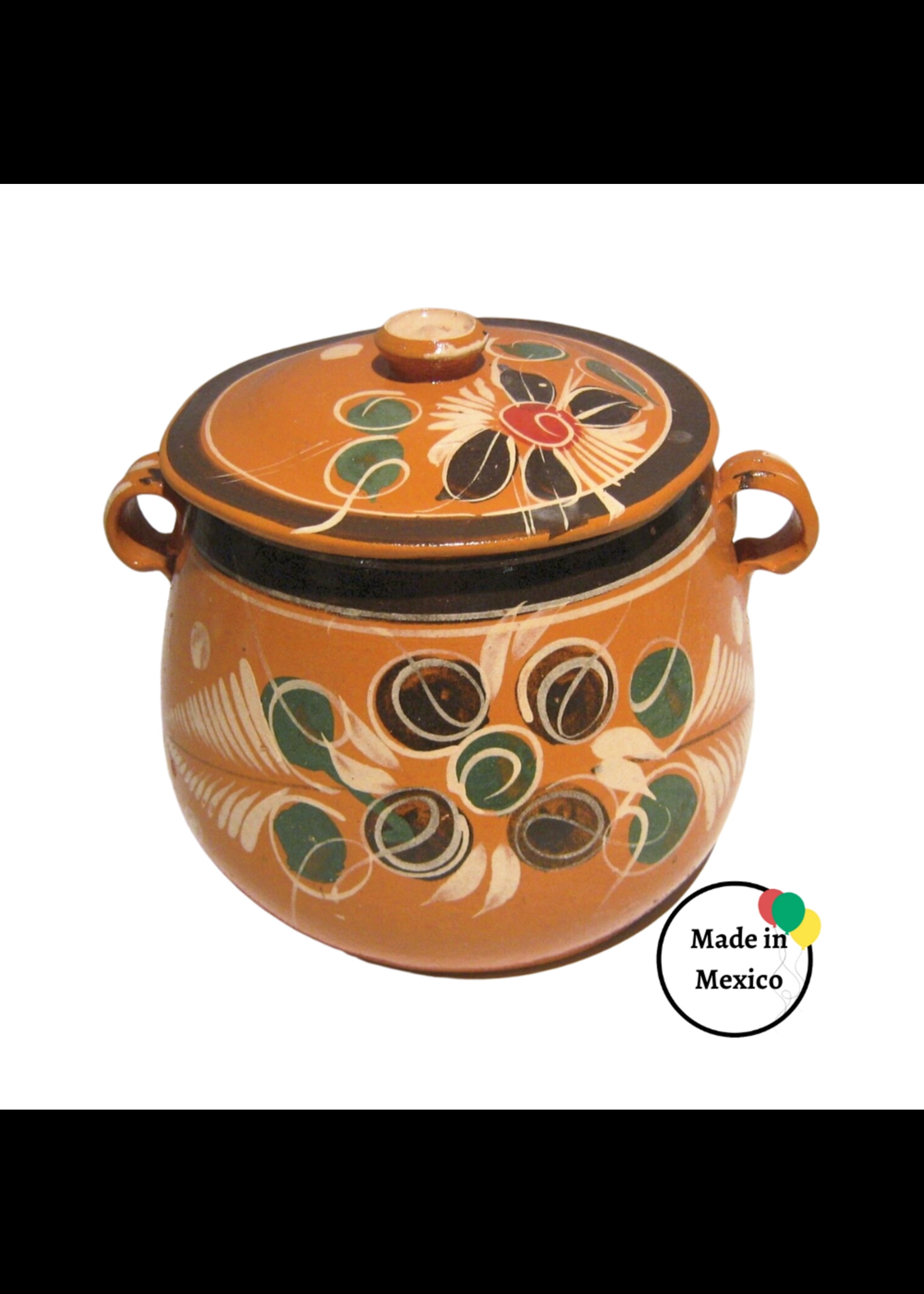 Olla De Barro Con Tapa y Diseno 1 kg