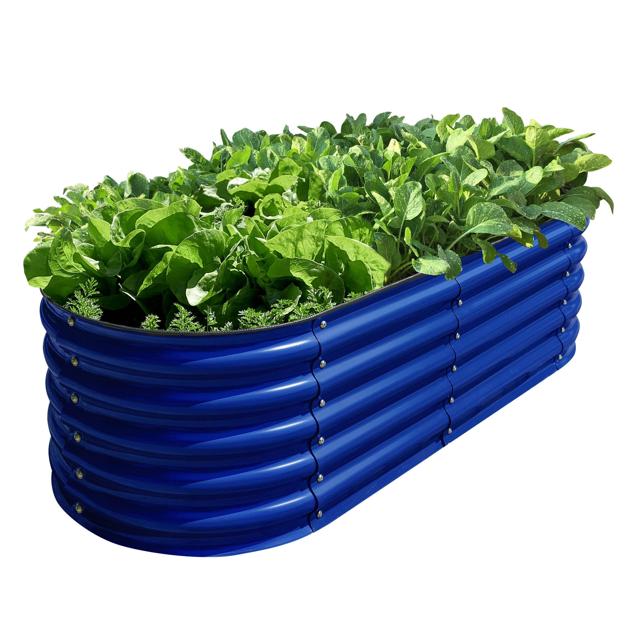Olle Galvanized Raised Garden Beds Outdoor Plant Boxes Outdoor Garden 17" Tall Metal Raised Garden Bed 12-In-1 Garden Beds Outdoor for Vegetables, Cobalt Blue 17" Tall