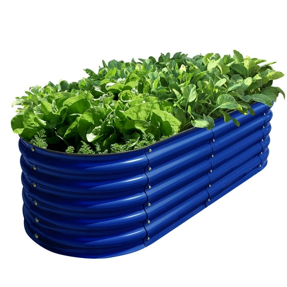 Olle Galvanized Raised Garden Beds Outdoor Plant Boxes Outdoor Garden 17" Tall Metal Raised Garden Bed 12-In-1 Garden Beds Outdoor for Vegetables, Cobalt Blue 17" Tall