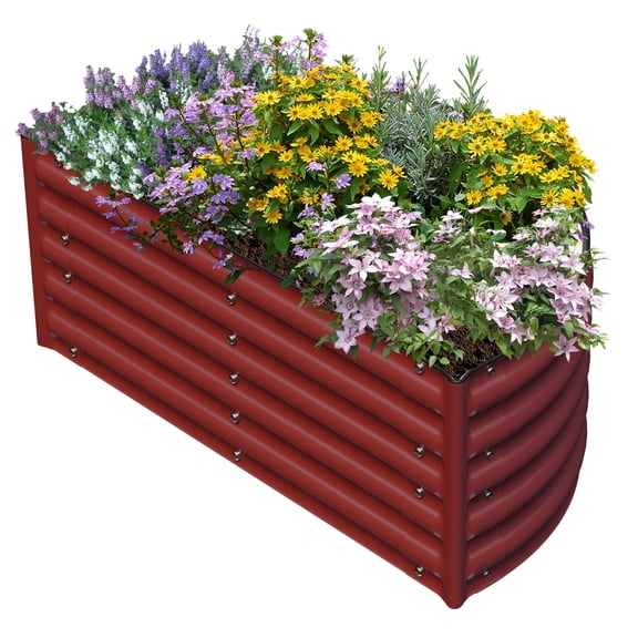 Olle Gardens 17" Tall Semi-round Raised Garden Bed in Barn Red