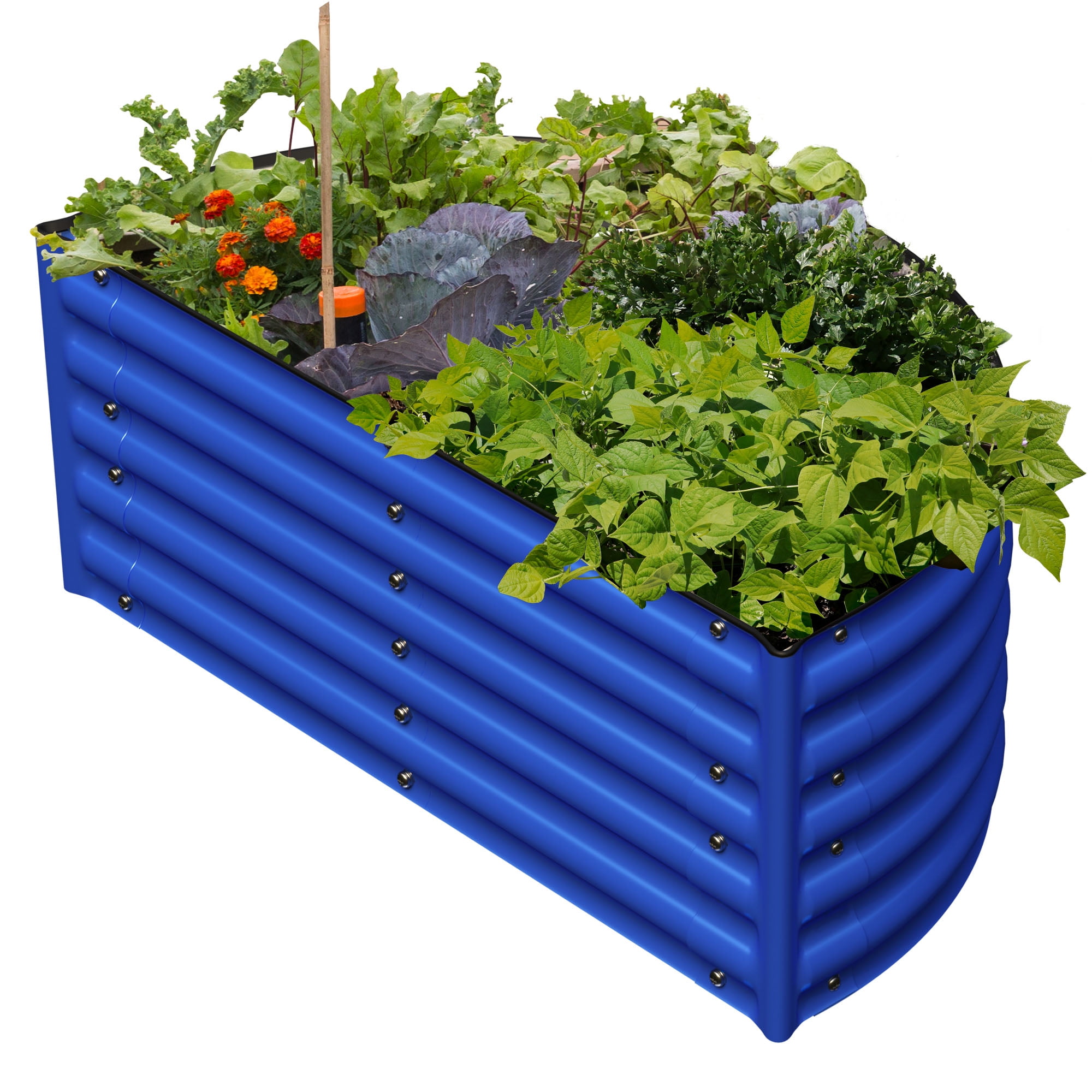 Olle Galvanized Raised Garden Bed 17" Tall Metal Planter Boxes Outdoor for Growing Vegetables,Herbs,Flowers Steel  Raised Garden Bed Kit 47"*27", Blue
