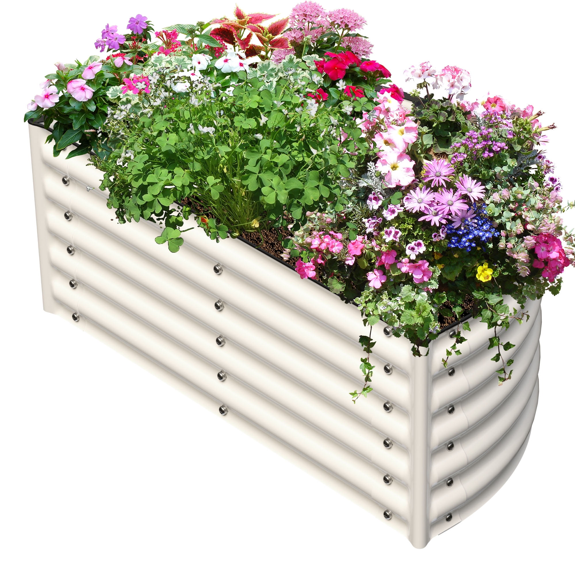Olle Gardens 17" Tall Semi-round Raised Garden Bed in Ivory