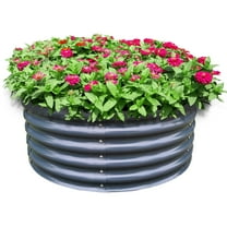 Olle Gardens 17" Tall x 42" Round Raised Garden Beds in Midnight Gray