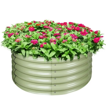 Olle Gardens 17" Tall x 42" Round Raised Garden Beds in Sage Green