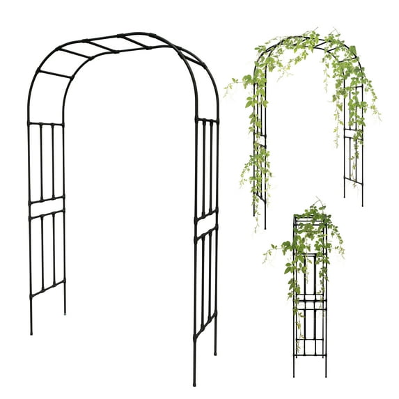 Olle Gardens Arbor 95" High x 59" Wide Arch Garden Arch Trellis in Black