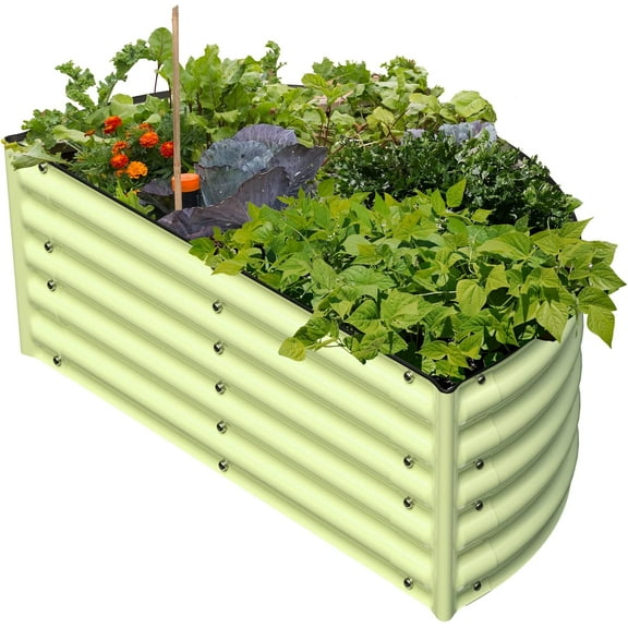 Olle Metal Raised Garden Beds for Growing Flowers 17" Tall Large Galvanized Planter Raised Bed Outdoors Steel Kit Herb Flower 47"*27", Sage Green