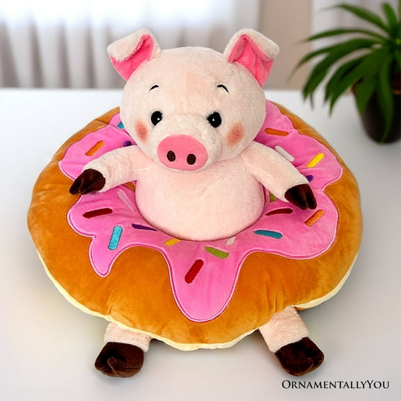 Ollie Oinker the Pig Plushie, Adorable 12" Donut Ring Stuffed Animal for Kids Gifts