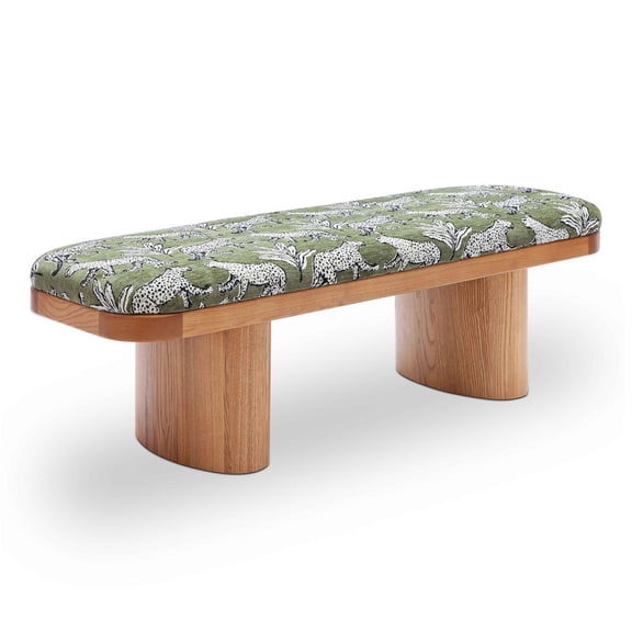 TOV Furniture Ollie Olive Green Leopard Jacquard Bench