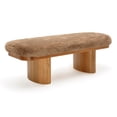 thumbnail image 1 of Ollie Taupe Straight Vegan Shearling Bench, 1 of 7
