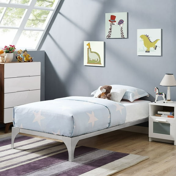 Modway Ollie Twin Bed Frame in Silver by Modway