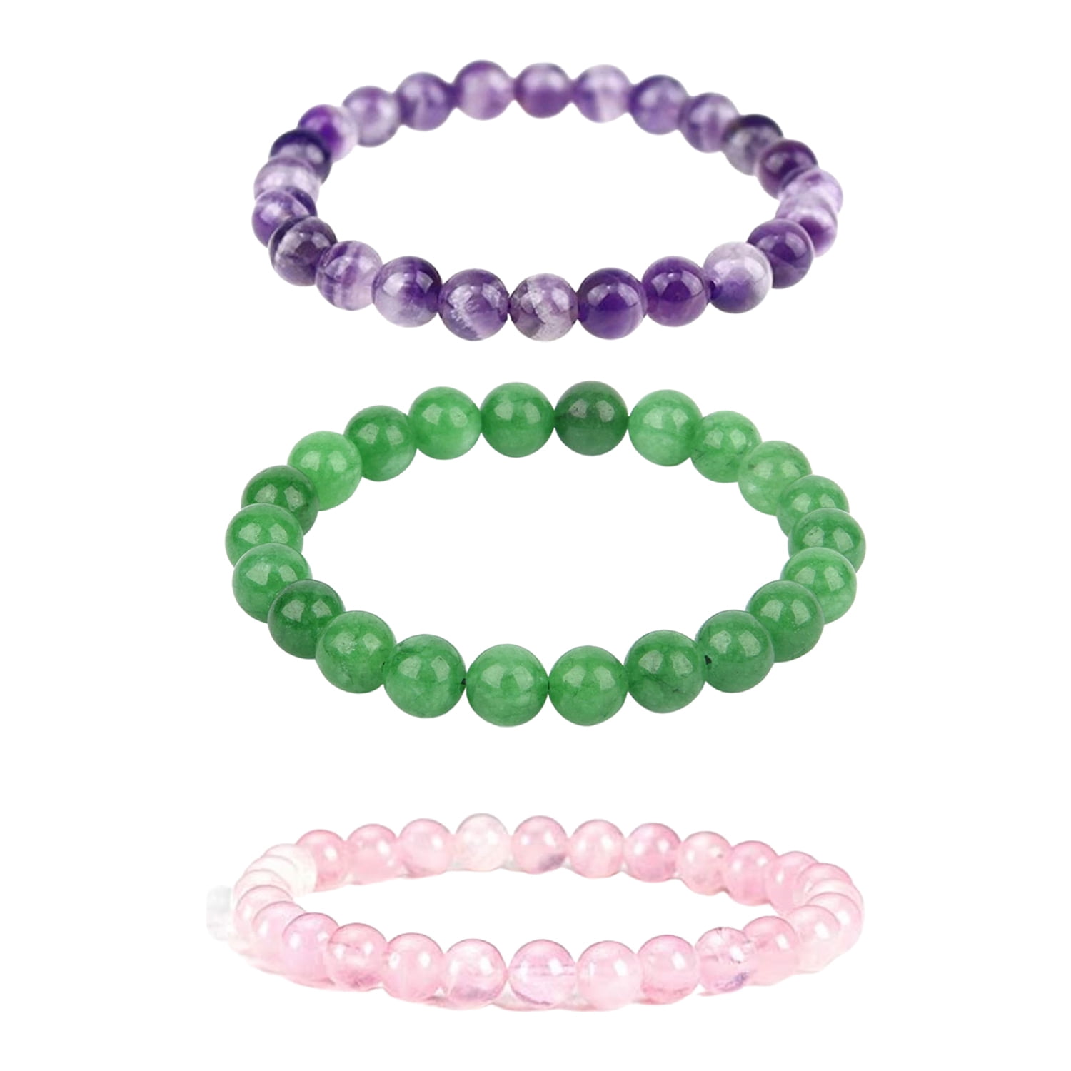 Bracelet pierre anti stress femme - aventurine, quartz rose & jade