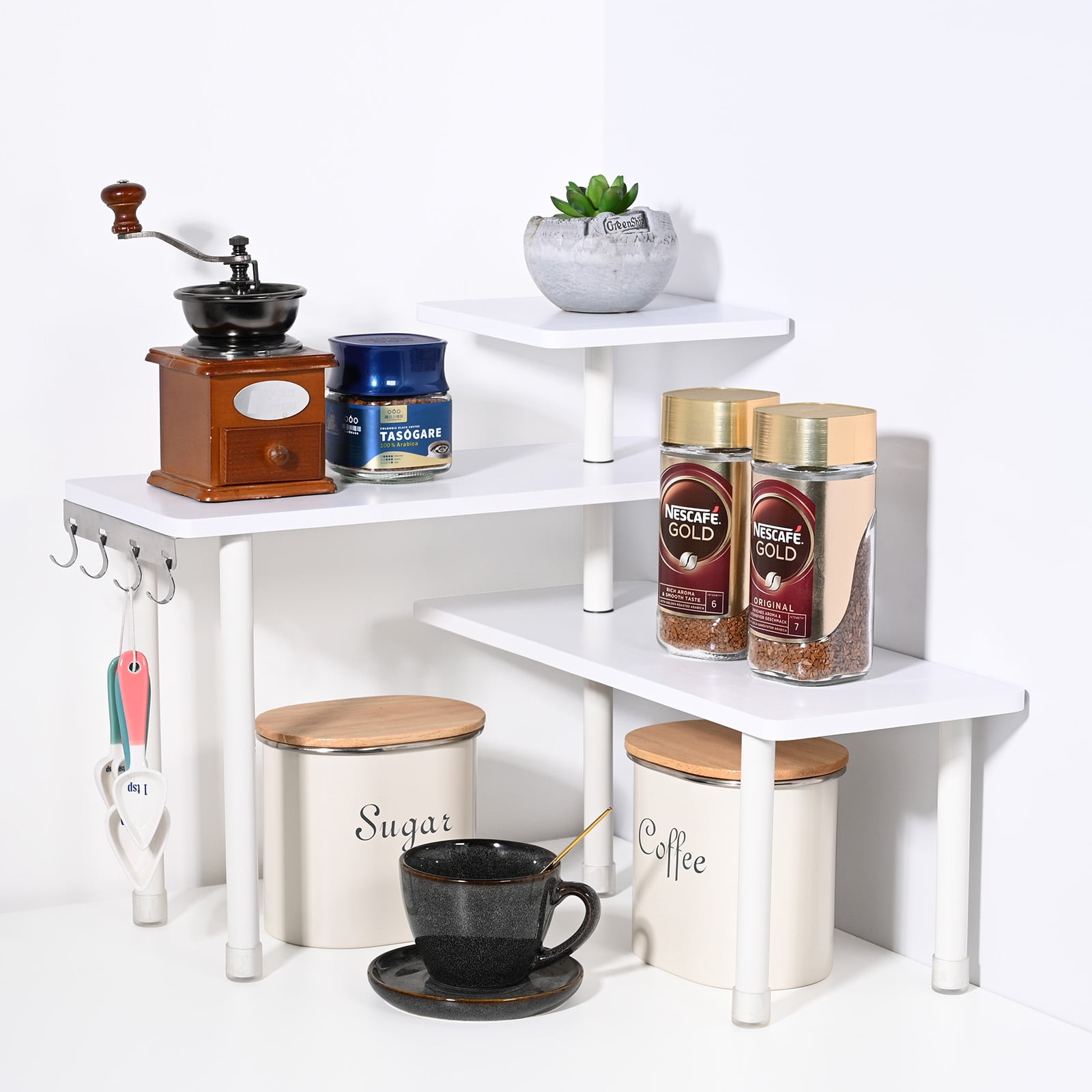 Ollieroo 3 Tier Kithen Countertop Organizer,Bamboo Corner Shelf