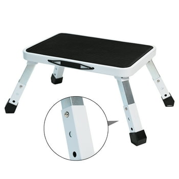 Ollieroo Folding Step Stool,Height-Adjustable Step Stool with Non Skid Rubber Platform,Step Ladder with a Portable Handle for Adults or Kids in Office, Kitchen, Home, 330 Lbs Capacity,White