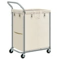 thumbnail image 1 of Ollieroo Laundry Hamper with Wheels,140L Rolling Laundry Hamper,2-Section Rolling Laundry Hamper with Removable Liner & Handles for Clothes Storage, Laundry Room,Beige, 1 of 8