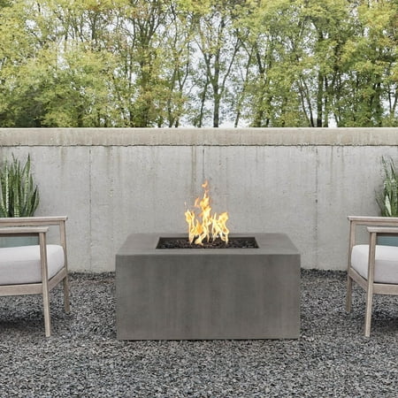Olliewood 40 Inch Square GFRC Propane Fire Pit Table in Carbon by BBQGuys Signature