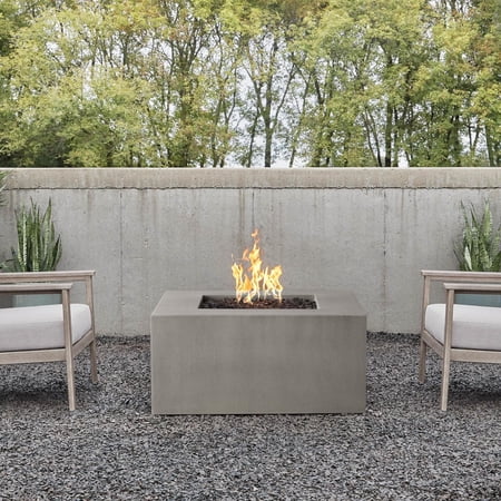 Olliewood 40 Inch Square GFRC Propane Fire Pit Table in Flint by BBQGuys Signature