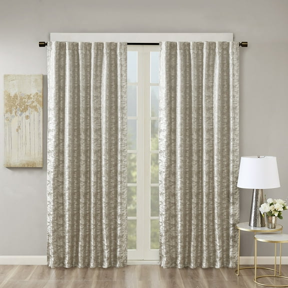 Marble Jacquard Total Blackout Curtain Panel, 50x95", Grey/Silver