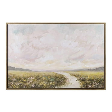 Olliix Peaceful River Hand Embellished Wood Wall Art in Multi-Color
