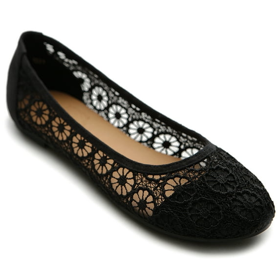 Ollio Women's Ballet Shoe Floral Lace Breathable Flat ZM1022