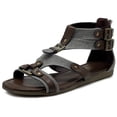 thumbnail image 1 of Ollio Women's Flat Shoes Gladiator Strappy Buckle Ankle Strap Back Zipper Sandals ZM1996, 1 of 6