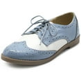 thumbnail image 1 of Ollio Women's Flat Shoes Wingtip Lace Up Two Tone Oxfords M2913, 1 of 6