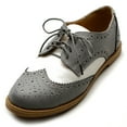 thumbnail image 1 of Ollio Women's Flat Shoes Wingtip Lace Up Two Tone Oxfords M2913, 1 of 5