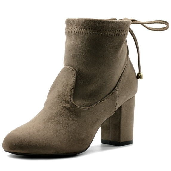 Ollio Women's Shoes Adjustable Drawstring Faux Suede Ankle High Heel Boots TWB04