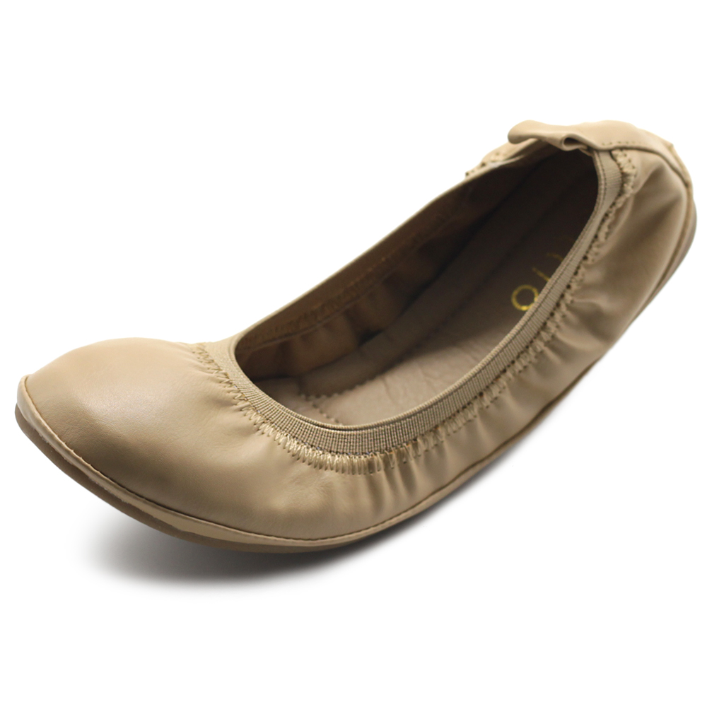 Ballerines Ollio Femme Faux Daim Plissé, Moutarde, Confortables, Taille 7 US (38-39)