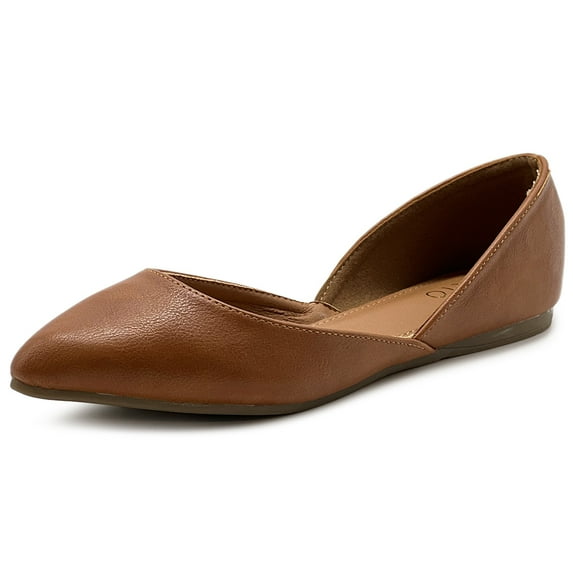 Ollio Women's Shoes Faux Leather Slip On Comfort Light Pointed Toe Ballet Flats F113