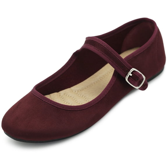 Ollio Women's Shoes Faux Suede Casual Mary Jane Light Ballet Flats F56SU