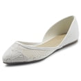 thumbnail image 1 of Ollio Women's Shoes Faux Suede Floral Mesh Lace Breathables Pointed Toe Ballet Flats F90, 1 of 6