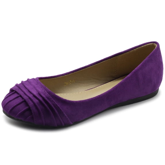 Ollio Women's Shoes Faux Suede Pleated Muliti Color Comforts Ballet Flats NEW1011