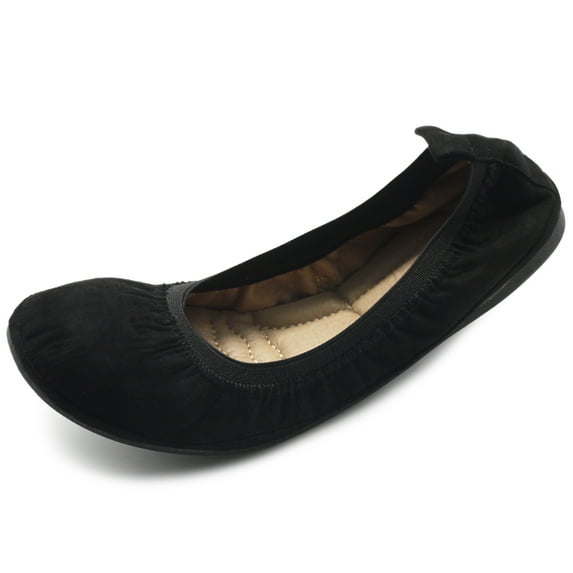 Ollio Women's Shoes Faux Suede Slip On Comfort Elasticated Ballet Flats BN16