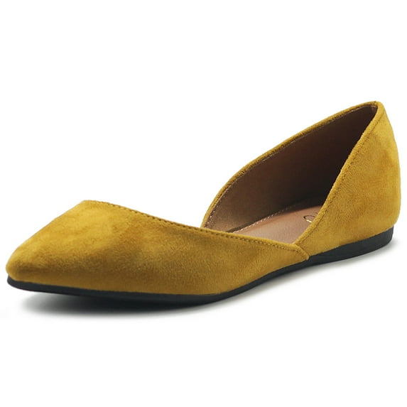 Ollio Women's Shoes Faux Suede Slip On Comfort Light Pointed Toe Ballet Flat ZM1710F
