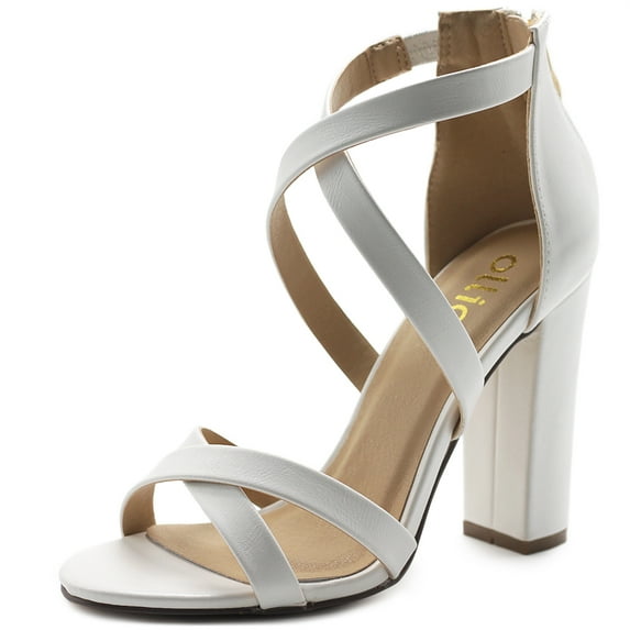 Ollio Women's Shoes Faux Suede or Faux Leather Ankle Toe Cross Strap Zip Up High Heels Pumps Sandals H98