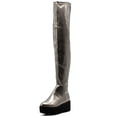 thumbnail image 1 of Ollio Women's Shoes Stretch Faux Leather Thigh-high Flat Platform High Heel Long Boots TWB01018, 1 of 5