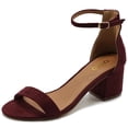 thumbnail image 1 of Ollio Womens Shoe Faux Suede Chunky Mid Heel Ankle Strap Heeled Sandals MG34, 1 of 6