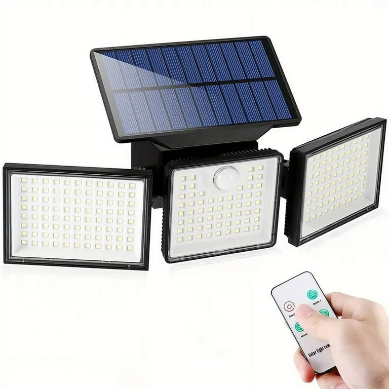 Ollivage Motion Sensor Solar Floodlight 3 Adjustable Head Safety 235LED Wall Lights 270 Wide Angle Lighting