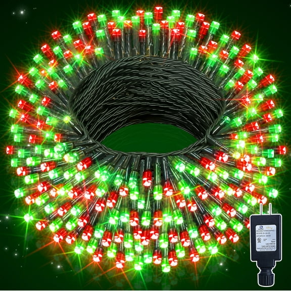 Ollny 66ft 200 LED Christmas String Lights, 8 Lighting Modes 3 Timing Waterproof Indoor Outdoor Christmas Lights for Party Garden Holiday, Red/Green