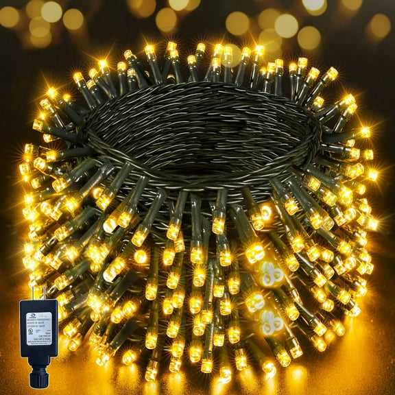 Ollny 131ft 400 LED Christmas String Lights, 8 Lighting Modes 3 Timing Waterproof Indoor Outdoor Christmas Lights for Party Garden Holiday, Warm-white