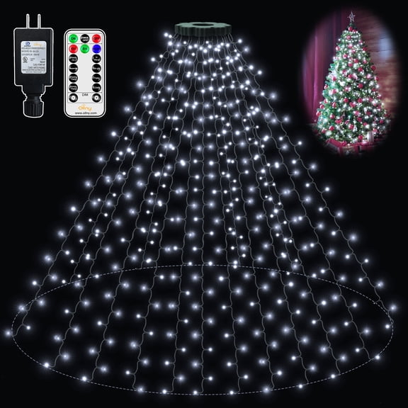 Ollny 400 LED Christmas Tree Lights with Remote Control, 8 Lighting Modes Waterproof Indoor Outdoor Christmas Lights for Decorations, White