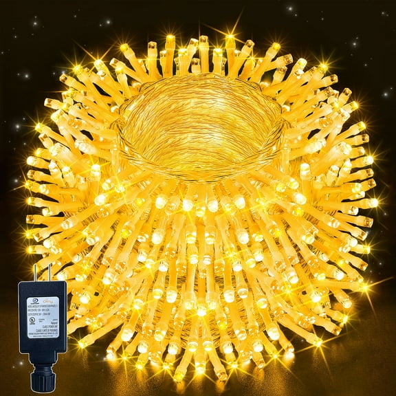 Ollny 164ft 500 LED Christmas String Lights, 8 Lighting Modes 3 Timing Waterproof Indoor Outdoor Christmas Lights for Holiday Decorations, Warm-white