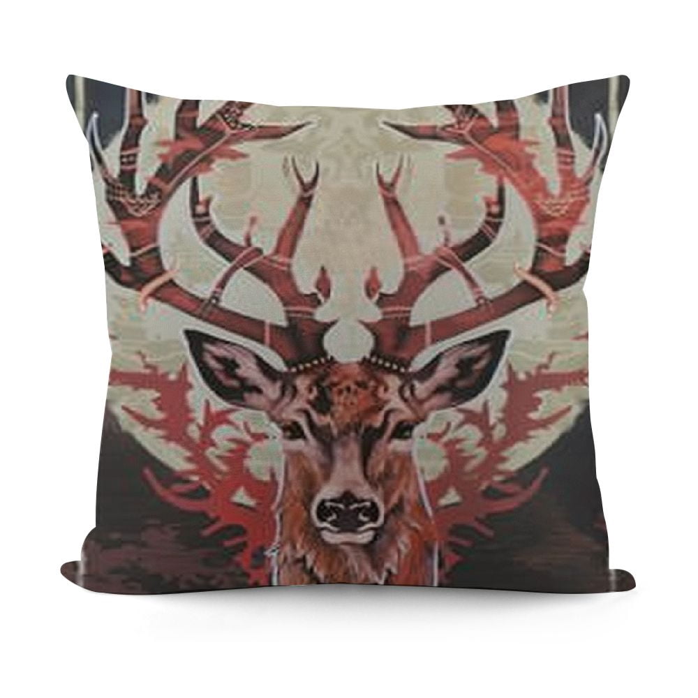 Ollo0ord Red Deer Antler Pillow Covers for Sofa ,Outdoor Camping Pillow