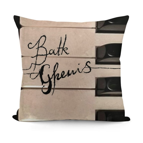 Ollo0ord SSimple Music Throw Pillow Covers Black and White Piano Keyboard Guitar Vinyl Record with Inspirational Quotes Letters Pillow Cases Cushion Cover White