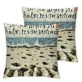 thumbnail image 1 of Ollo0ord You Can Shake The Sand from Your Shoes But It Never Leaves Your Soul Throw Pillow Covers  Cushion Covers Square Decorative Farmhouse Accent Pillowcases for Couch Sofa Bed Room, White, 1 of 7