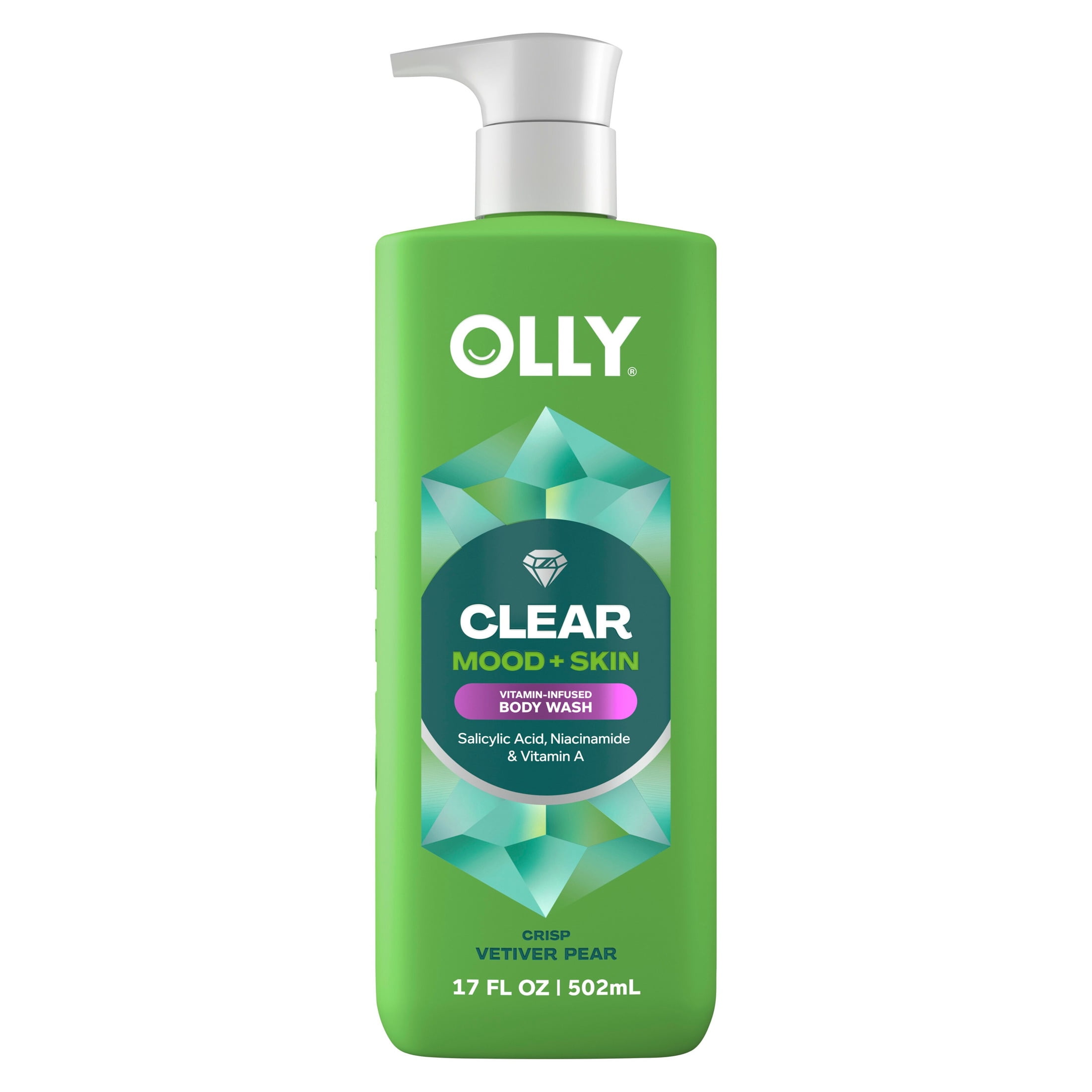 OLLY Body Wash With Salicylic Acid, Niacinamide & Vitamin A Clear Mood + Skin For Smoother Skin ,17 fl oz