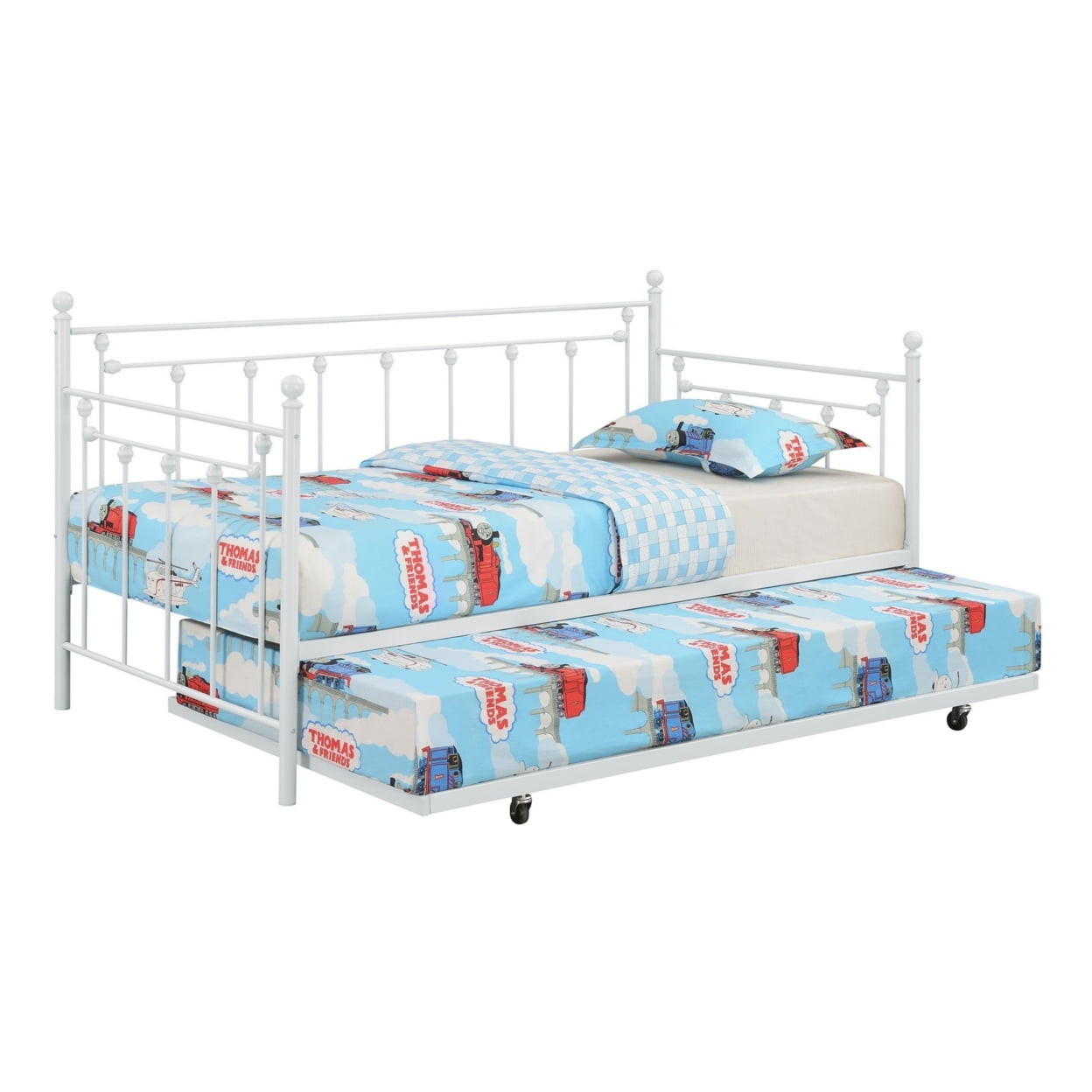 Olly Modern Daybed, Heavy Steel Metal Frame, Pull Out Trundle Bed